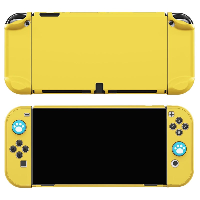 COMCOOL Dockable Case for Nintendo Switch Oled - [9 FT Military Grade Drop Protection] [with Tempered Glass Screen Protector and Thumb Grips] Cute Protective Cover for Nintendo Switch Oled - Yellow - Image 5